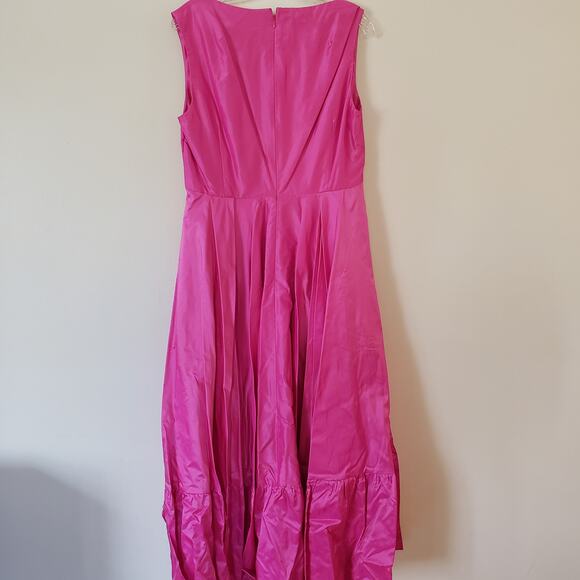 Talbot Runof Silk Taffeta Faux-Wrap Tea-Length Gown Size 12 - Picture 5 of 12